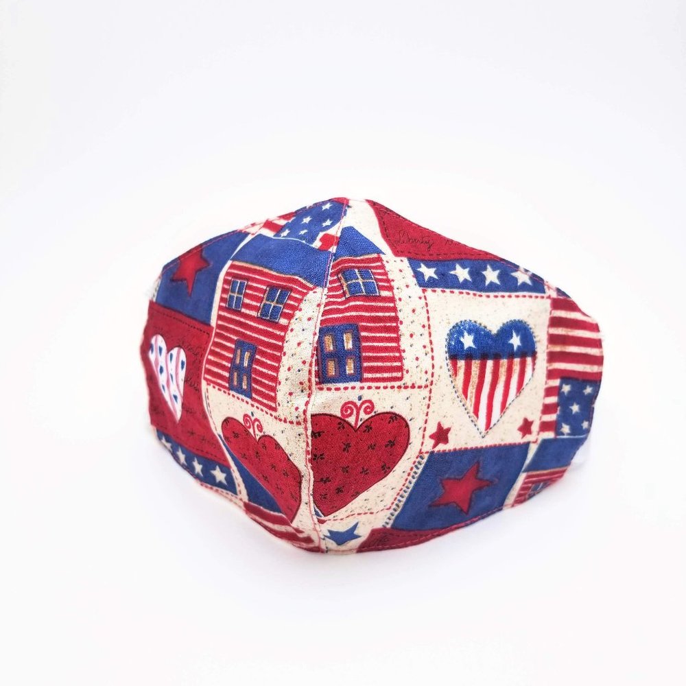 America Flag Face Mask Filter Pocket + Nose Wire